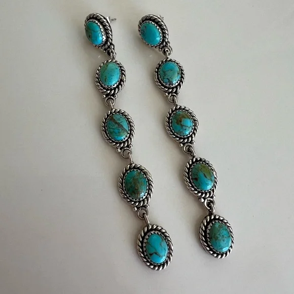 Turquoise drop earrings - Picture 1 of 3